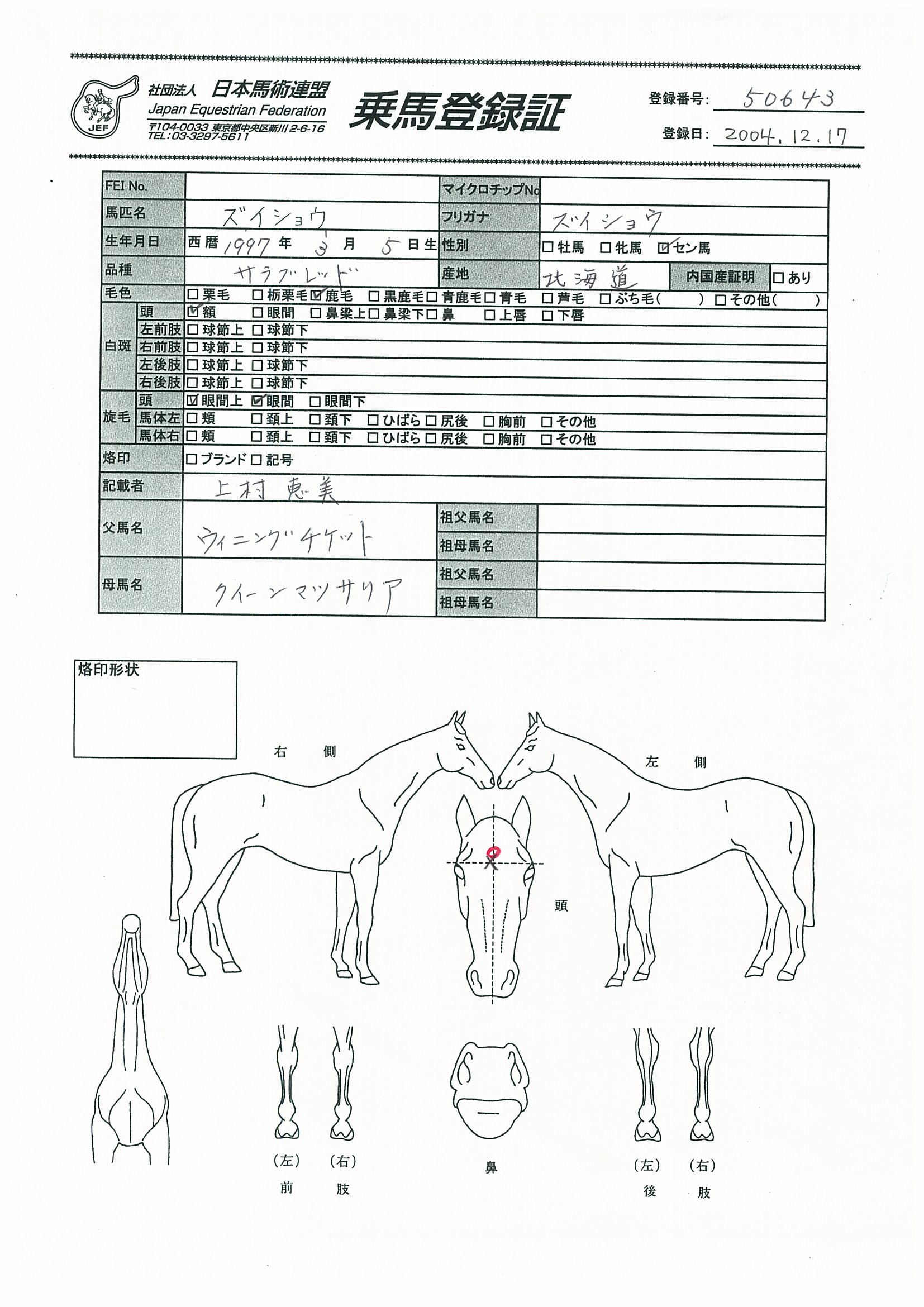 乗馬登録証