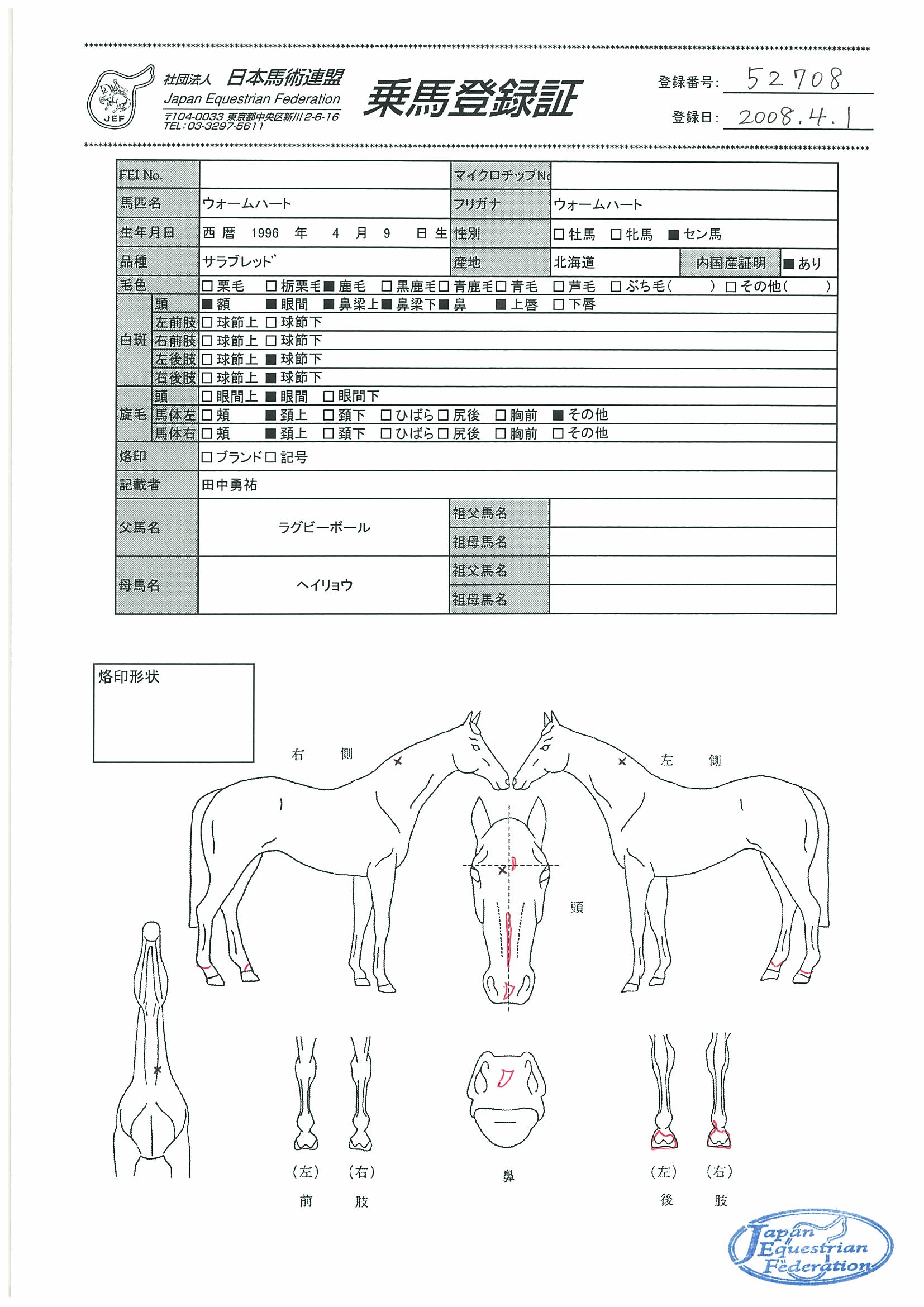乗馬登録証