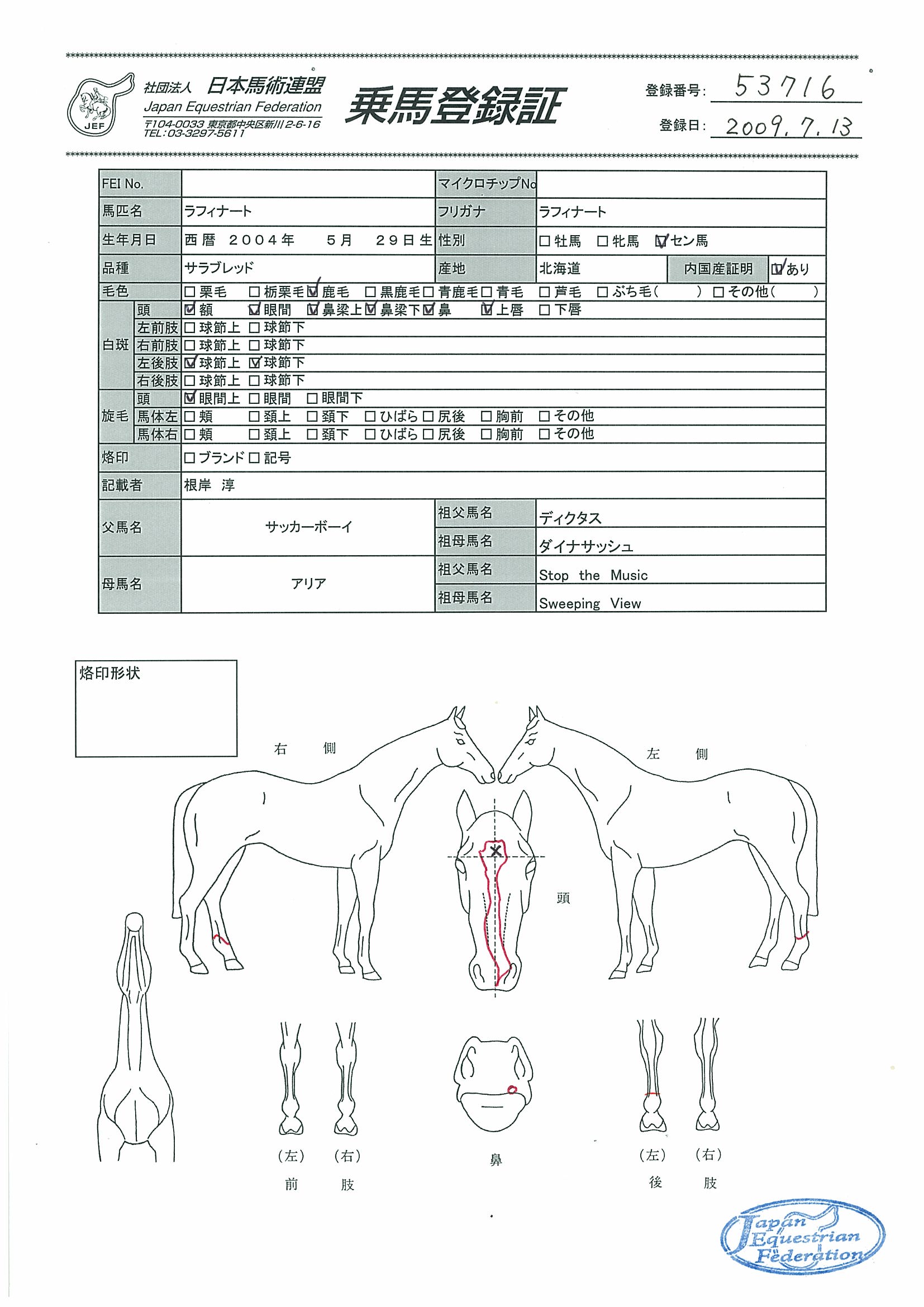 乗馬登録証