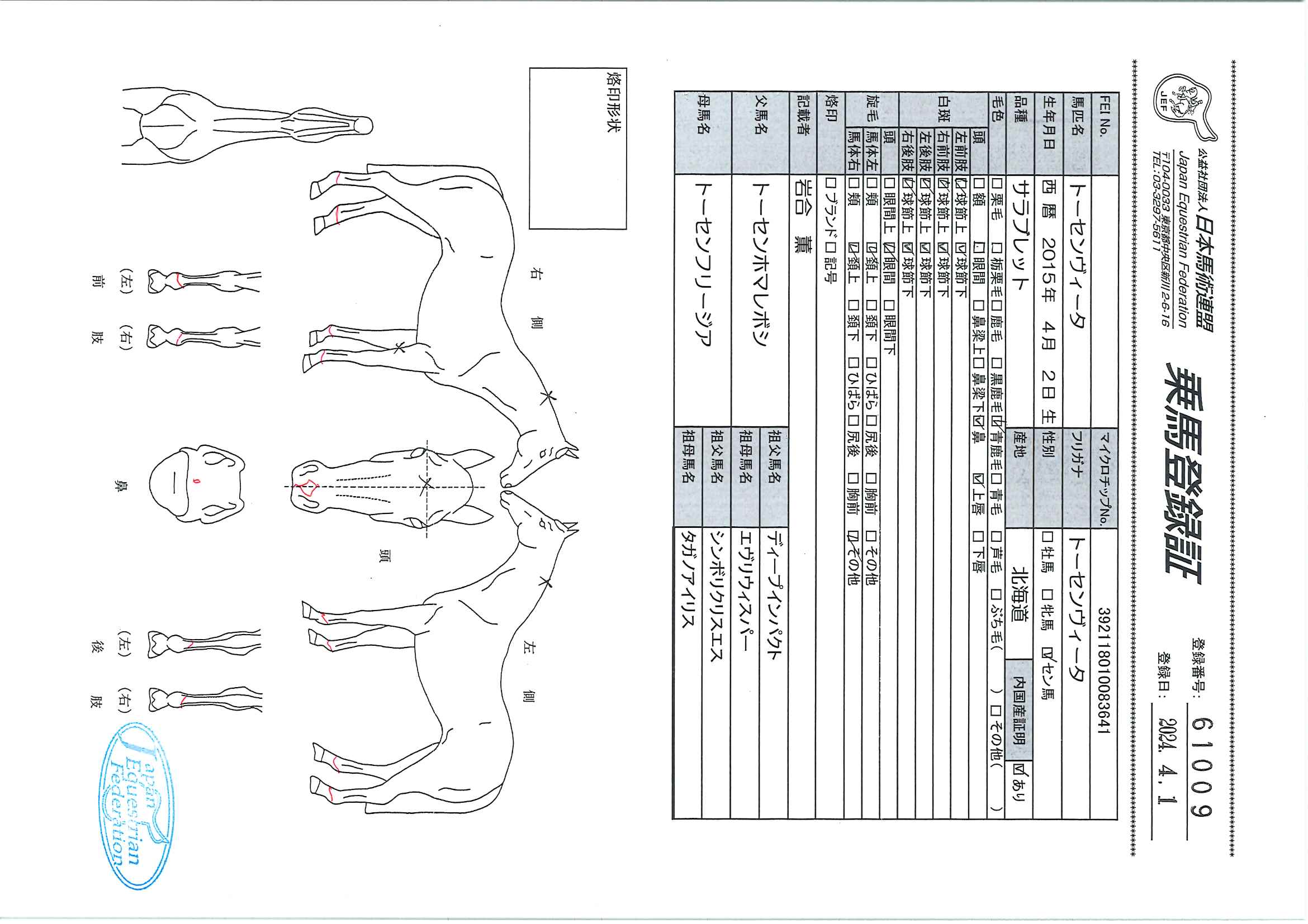 乗馬登録証